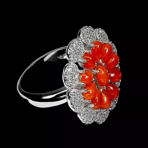 Clarity Enhanced Natural Orange Opal 5x3mm 925 Sterling Silver Ring Size 6 - Picture 3 of 4